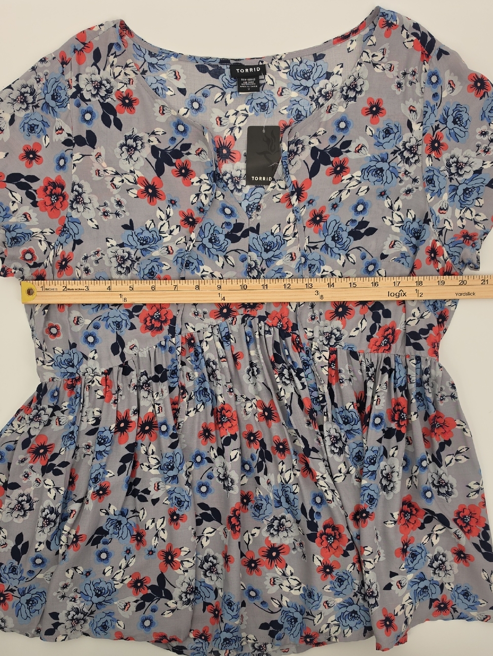 NWT Torrid Women 0 Floral Blouse Babydoll Tie Neck Flowy Top - Picture 13 of 15